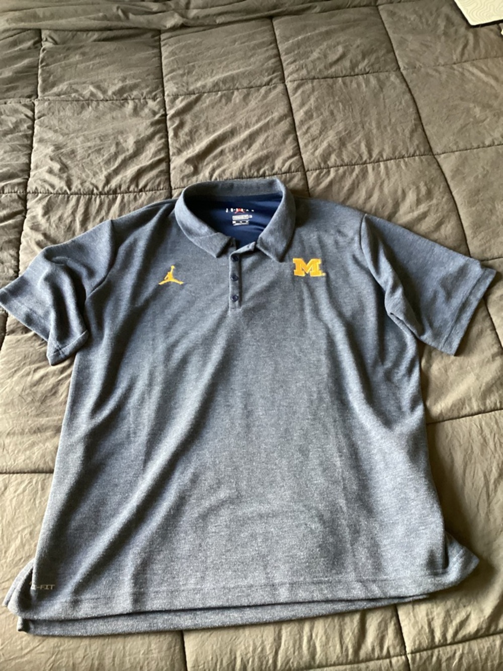 Michigan Jordan Men's XL Navy Polo with Block M